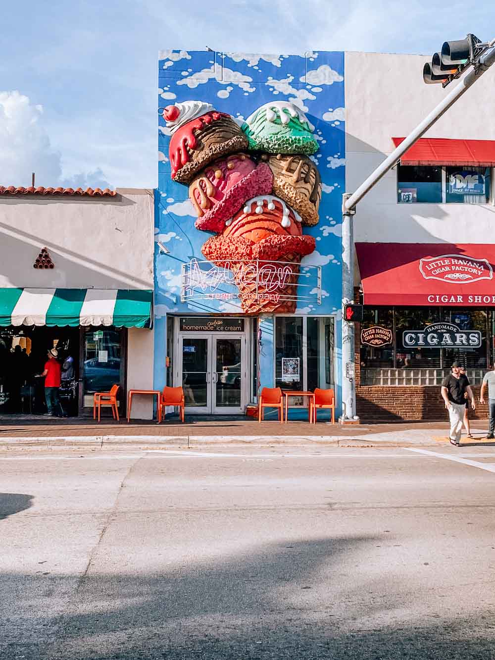 Ice cream shop across the road. 