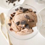 The Banana Chocolate Ice Cream is a sweet treat for hot summer days. With only a few ingredients, it tastes like the real thing without all the added calories and sugar. Just add your favorite toppings and enjoy!