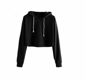 MAKEMECHIC Women's Drawstring Cropped Hoodies Casual Plain Workout Crop Tops Sweatshirt