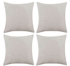 Deconovo Pillow Covers 18x18, Throw Pillow Cover, Faux Linen Outdoor Pillowcase for Sofa Bed(18 x 18 Inch, Cream, Set of 4, No Pillow Insert)