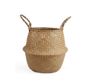 BlueMake Woven Seagrass Belly Basket for Storage Plant Pot Basket and Laundry, Picnic and Grocery Basket (Medium, Original)