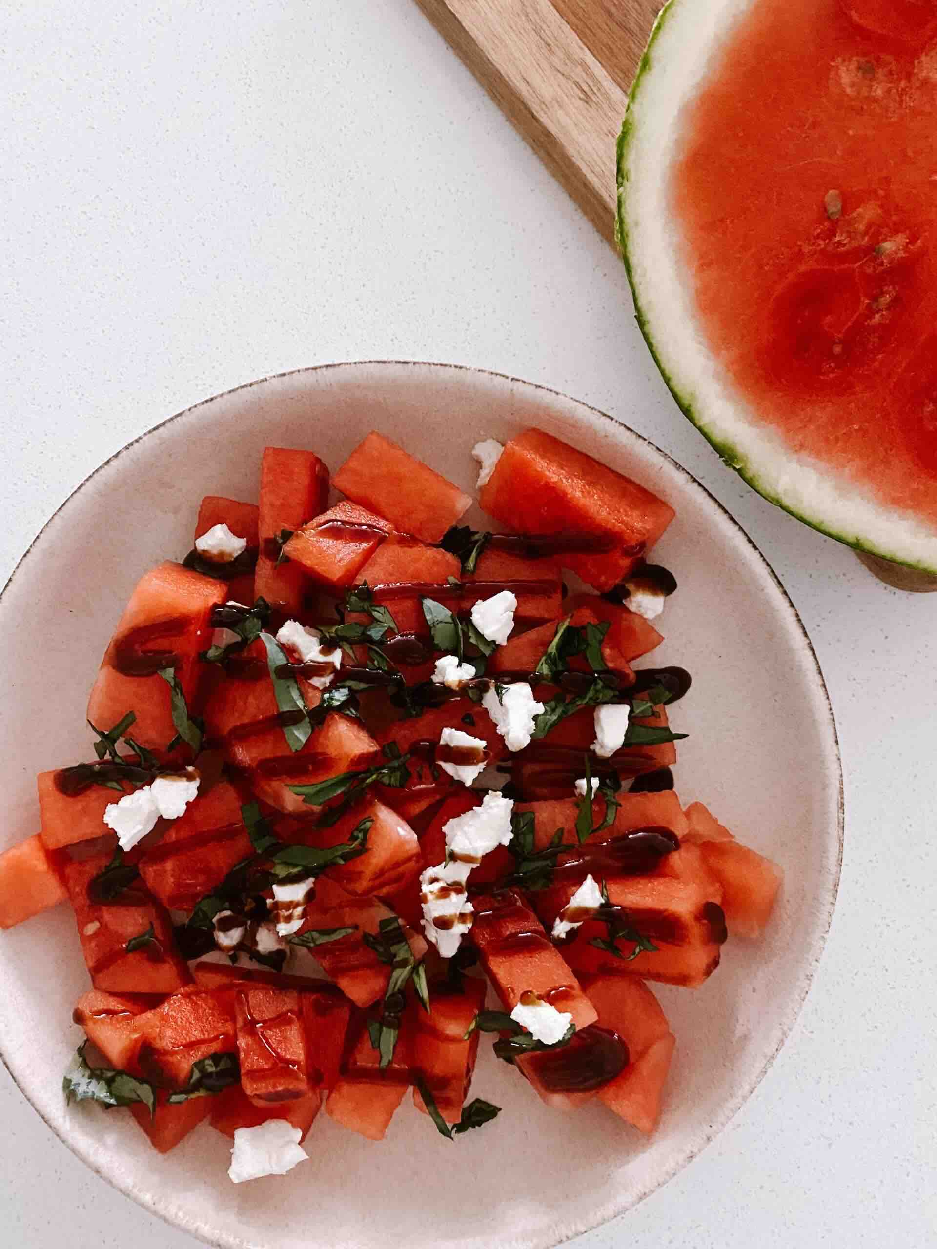 Summertime Watermelon Goat Cheese & Basil Salad