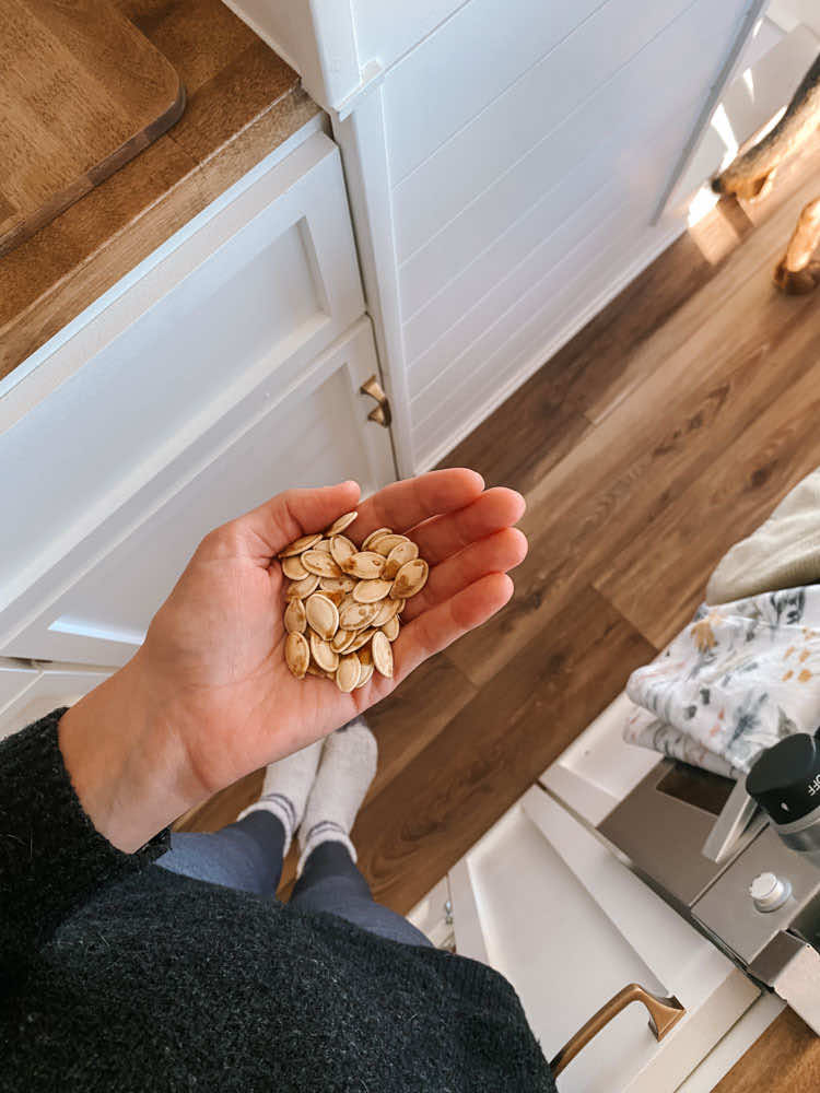 Pumpkin seeds from carved pumpkins.