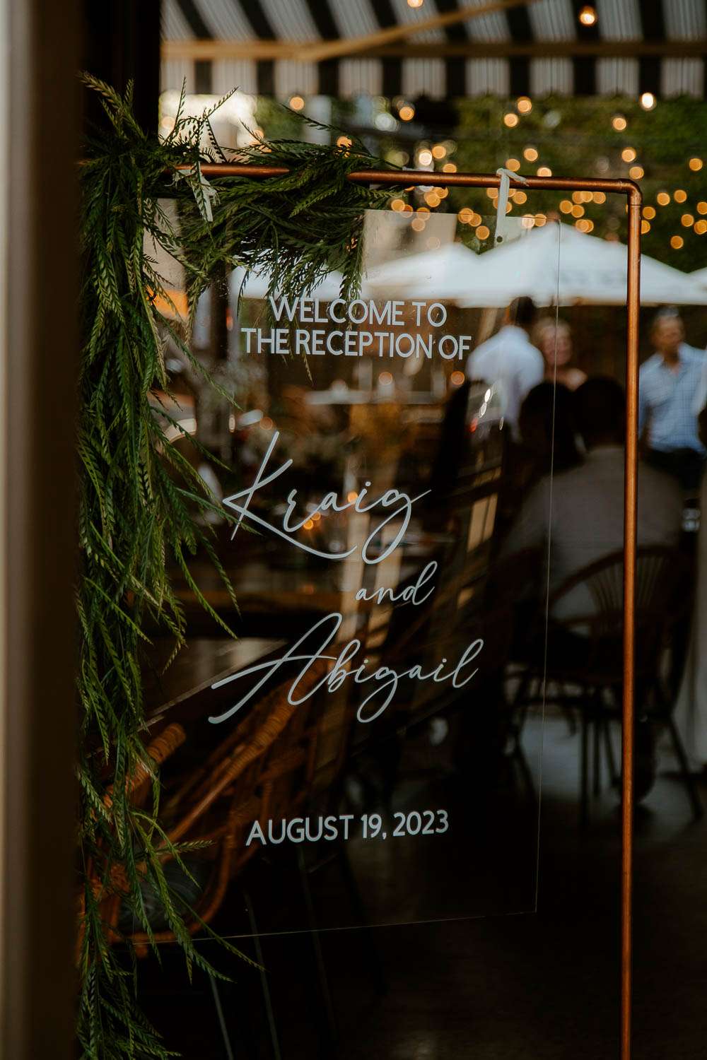 Wedding reception sign.