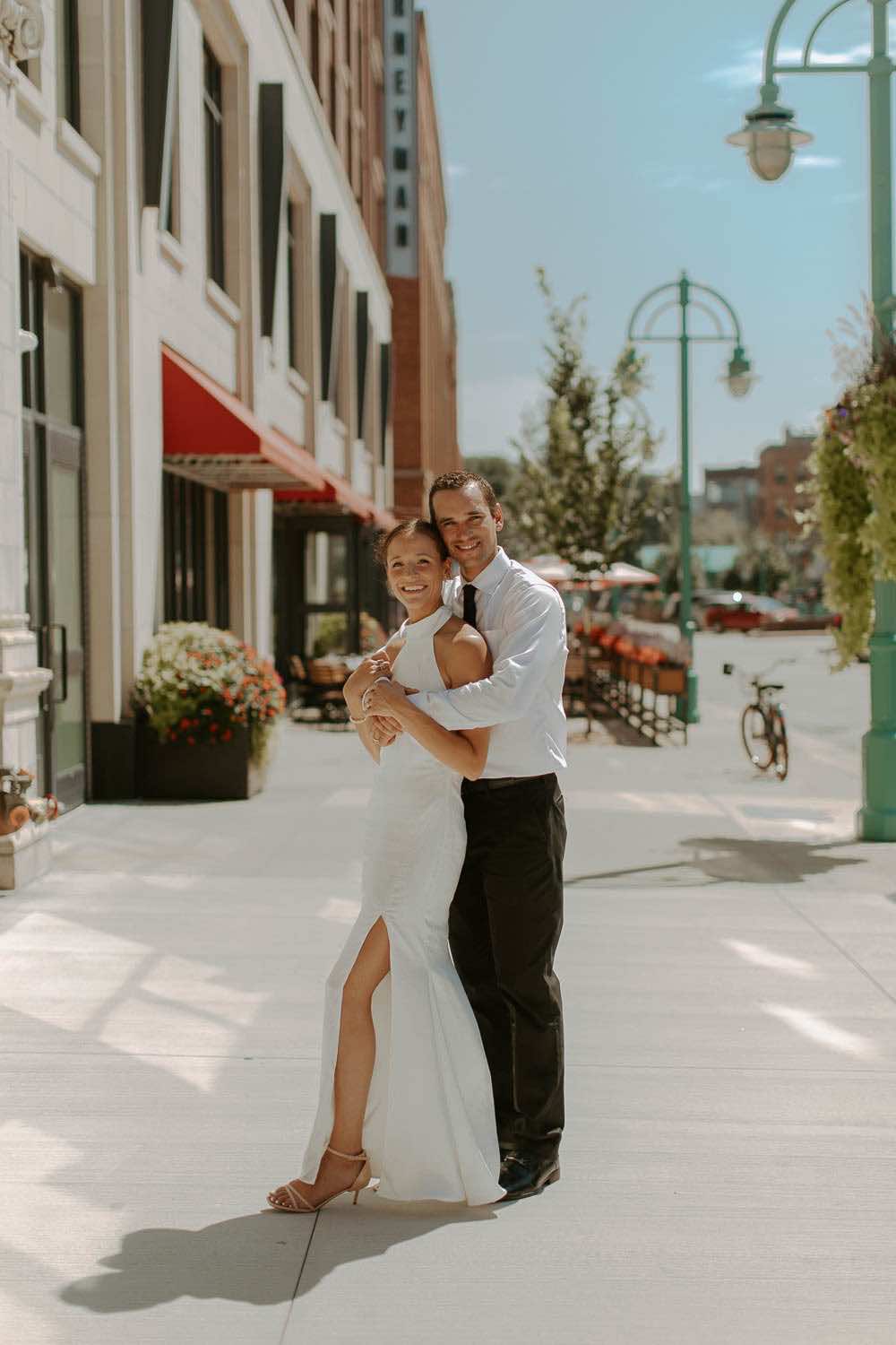 Kraig and Abigail Jean taking couples photos in Third Ward.