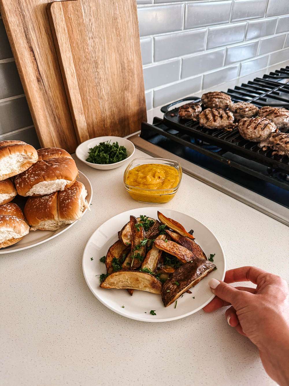 Oven Baked Steak Fries are one of my favorite sides to make. They pair well with everything from burgers to wraps! 