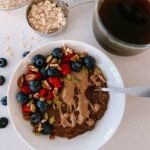 Chocolate oatmeal breakfast bowl.