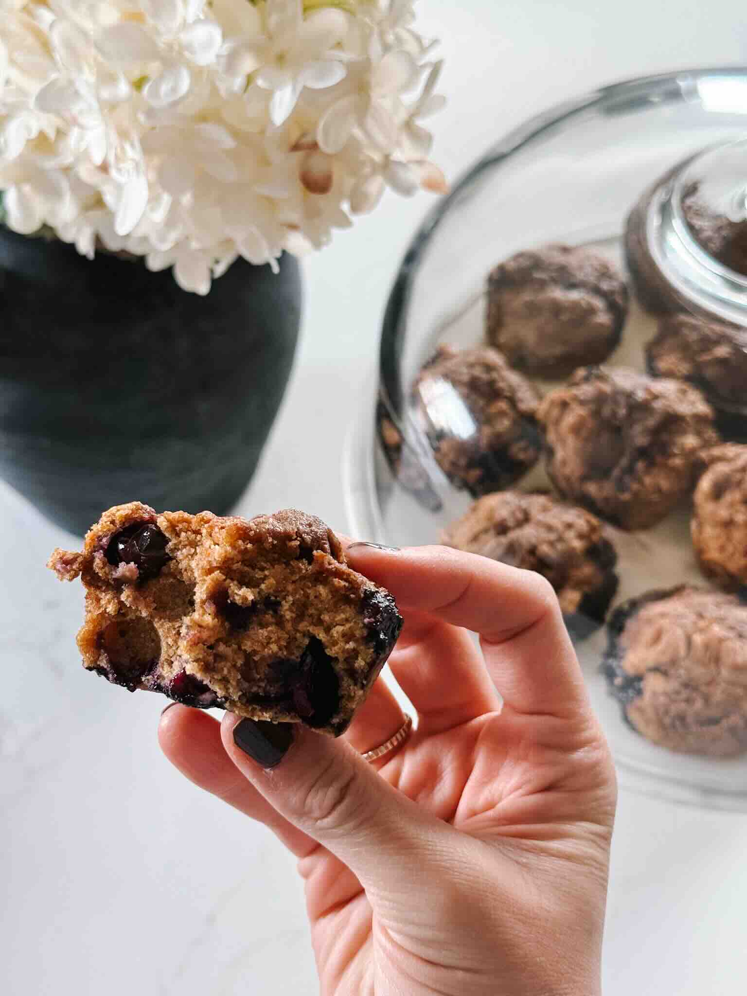 Blueberry muffins with streusel toppings.